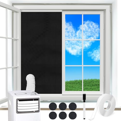 Fensterabdichtung für Mobile Klimageräte, 145 * 145cm Upgrade Fensterabdichtung Klimaanlage Anti-Mücken, Wasserdicht, Windabweisend, Schattierung, Anti -UV, Hot Air Stop Geeignet für Flügelfenster