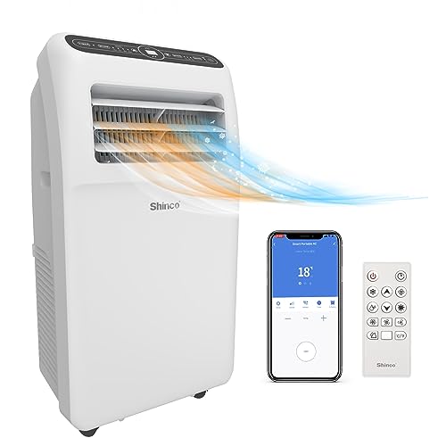 SHINCO Mobile Klimaanlage mit Abluftschlauch, 12000BTU, Kühlung&Heizung&Ventilieren&Entfeuchten, Mobiles Klimagerät mit Fenstermontage-Kit, 24H-Timer, APP, für Räume von etwa 90m³